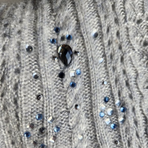 WHBM Off Shoulder Holiday Gemstone Asymmetric Hem Sweater, SZ XSmall - Picture 3 of 8